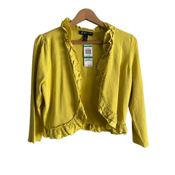 NWT INC Electric Sun Open Ruffle Cardigan Sz‎ PL - Picture 1 of 8